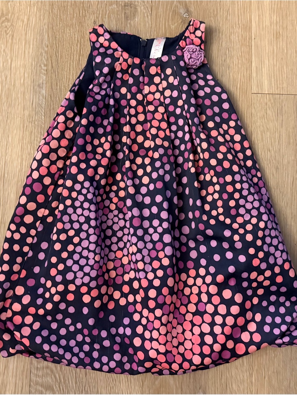 Cherokee Girl's Size 2T Polka Dot Bubble Dress with Pink and Coral Dots